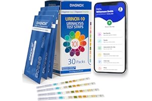 DIAGNOX HEALTH Multi-Parameter Urine Test Strips for Urinary Tract Infection (UTI) | Individually Packed, Clinically Tested with Mobile App | 30 Pack