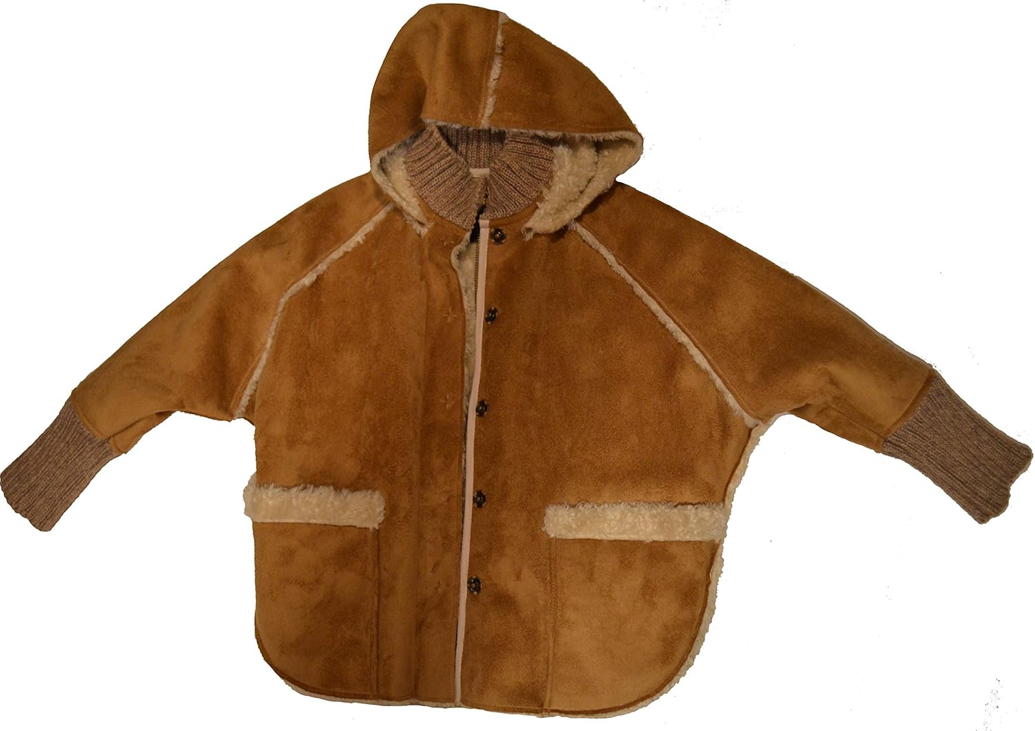 Catimini Fluff Warm Stylist and Chic Coat with Hoodie Size 5 Light Brown: Clothing