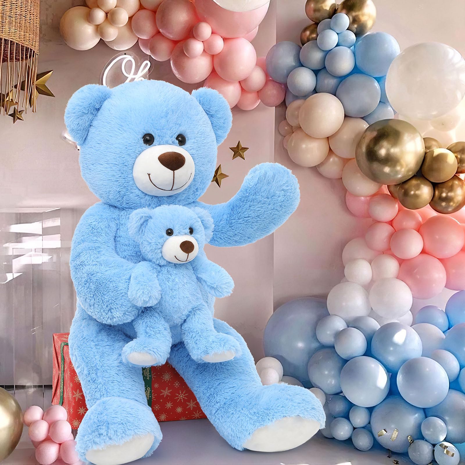 MorisMos großer Teddybär 100cm mit kleinbär, weich Teddybär groß XXL, Riesen Teddys XXL Kuscheltier für Freund Mann Männer 8