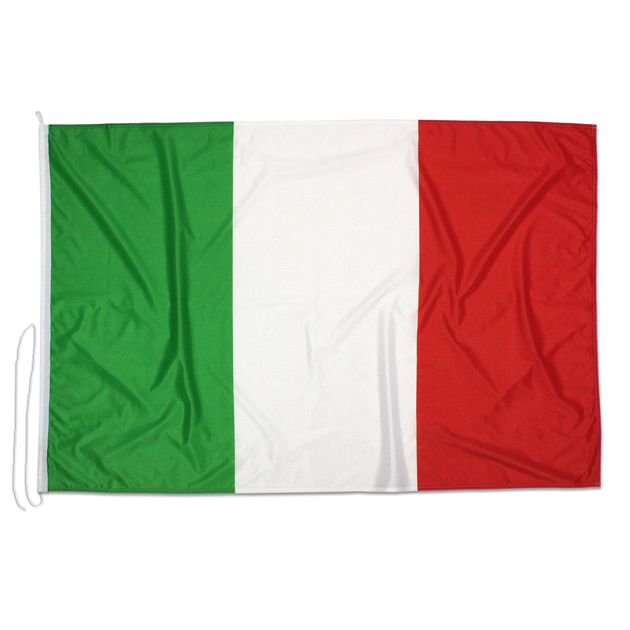 Domina Italy flag 225x150 cm in windproof nautical fabric 115g/m²,Italian flag 225x150 in washable fabric, institutional flag 225x150cm with snap hooks, double perimeter seam and reinforcement ribbon