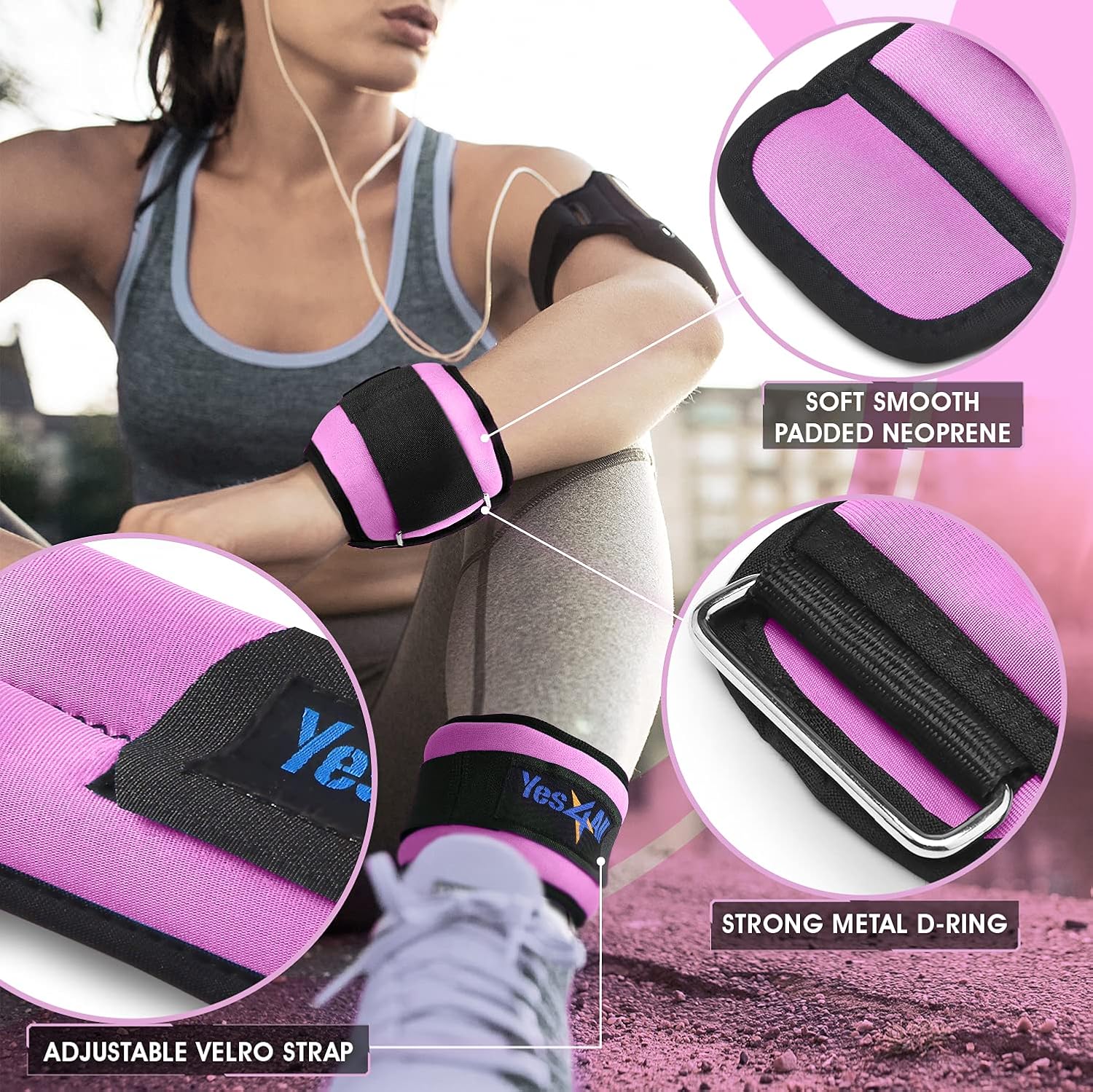 Yes4ll 1.5 lbs Ankle Weights/Wrist Weights for Women and Men – Fully Adjustable Leg Weights for Walking, Fitness, Cardio Exercise (1.5 lbs x2, Purple) : Sports & Outdoors