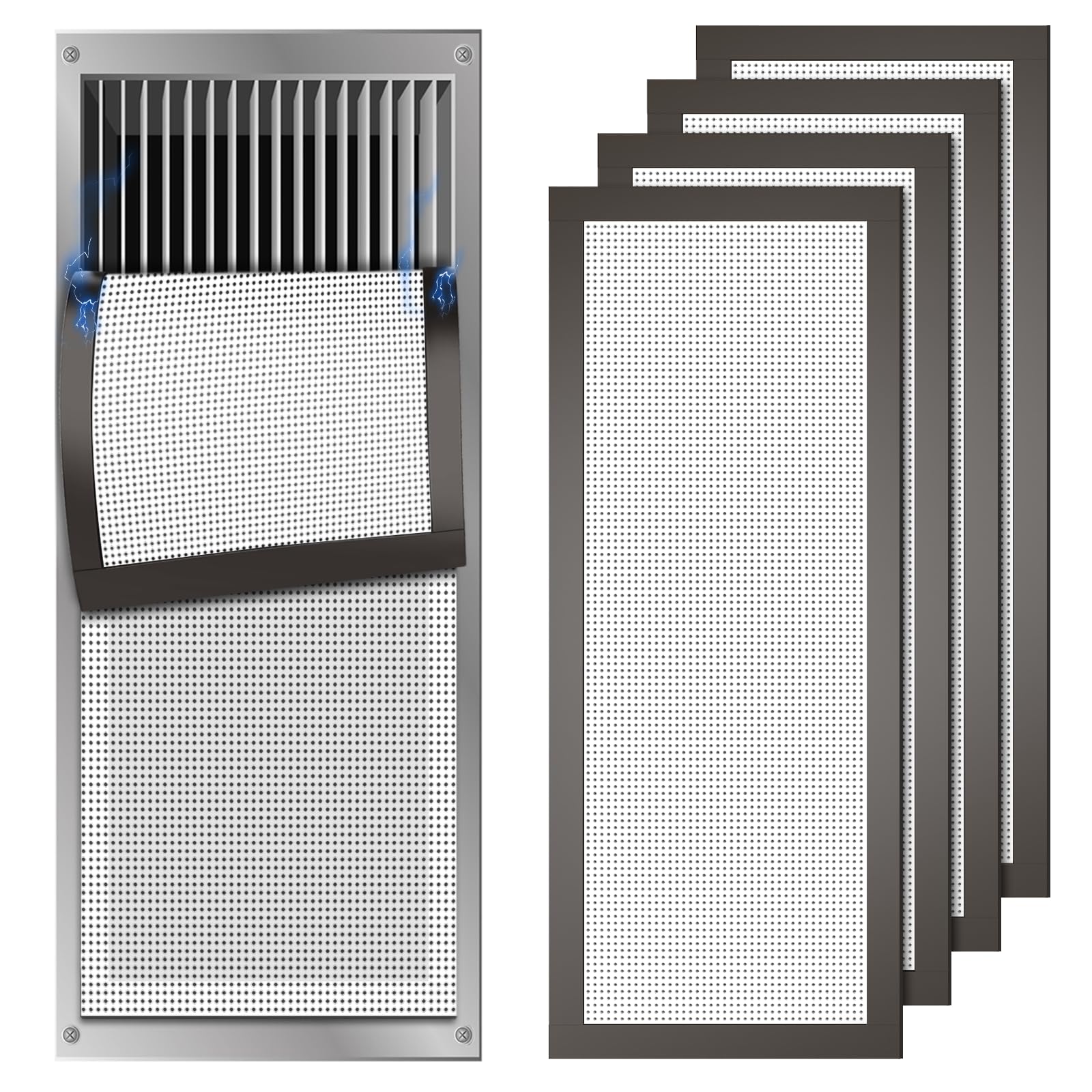 Photo 1 of 4 Pcs Floor Covers, 4 x 10 Inch Air Vent Screen Cover Mesh Magnetic PVC Vent Mesh for Ceiling Wall Floor Catch Debris