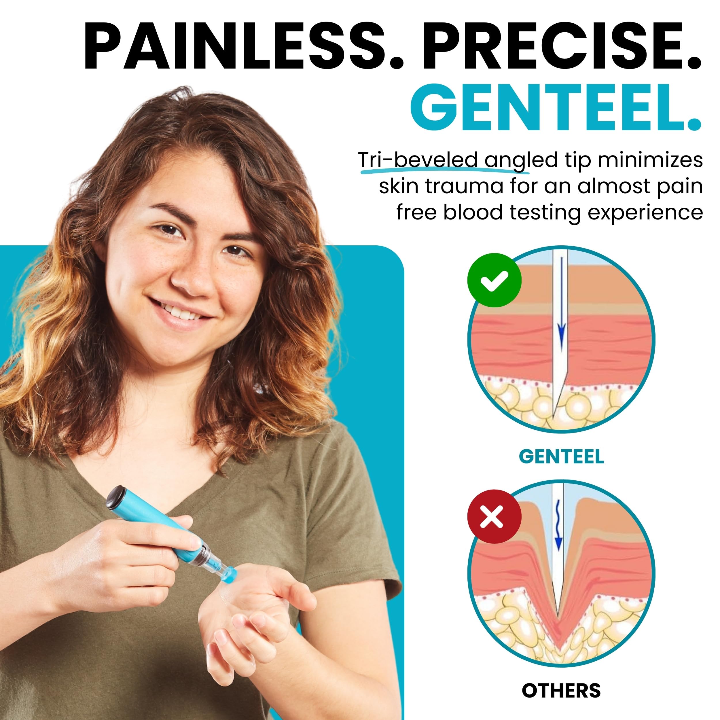 Genteel - Butterfly Touch Lancets - Polished - Smooth & Pain Free - Stainless Lancets (100 pcs)