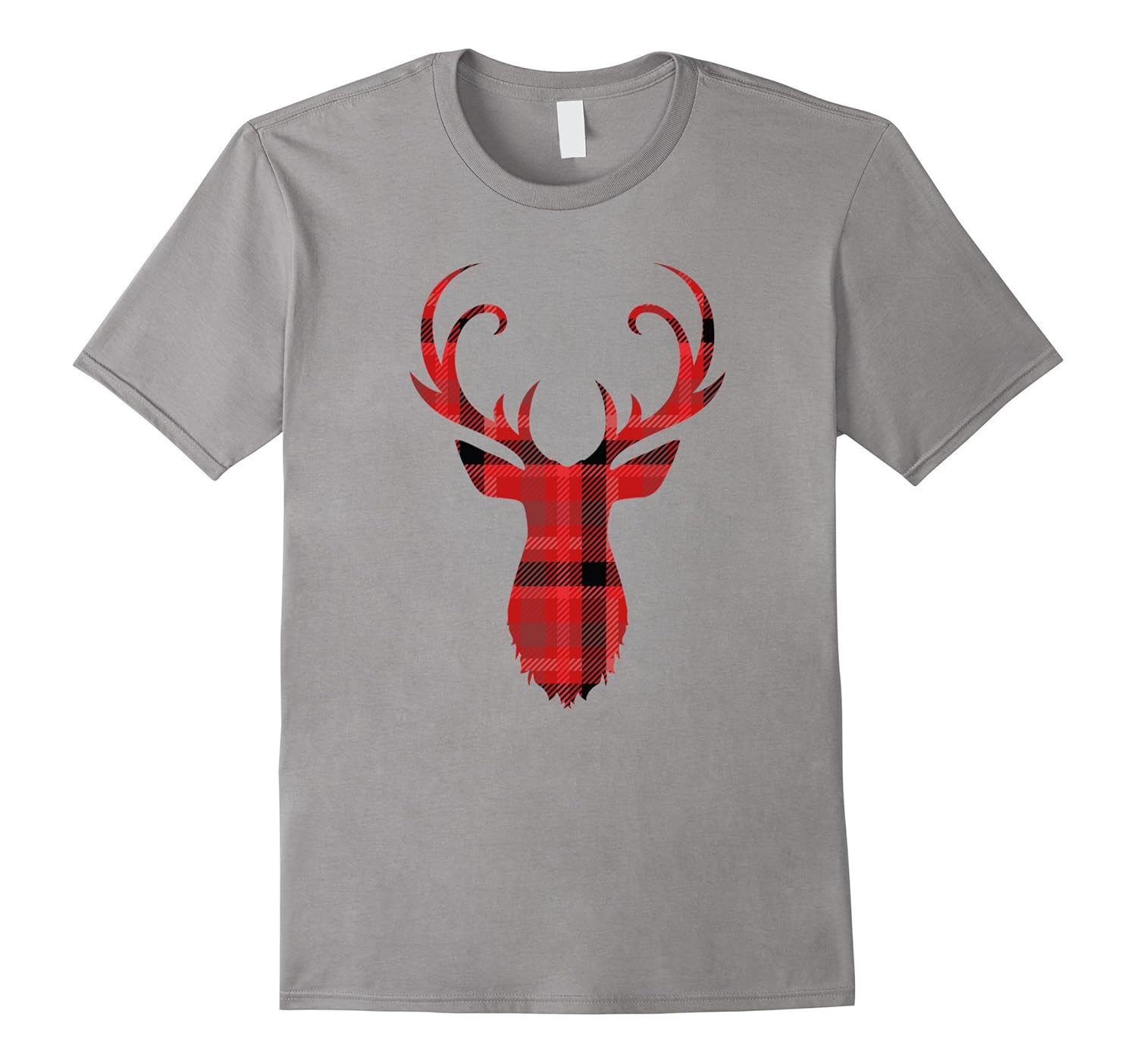 Classic Red & Black Plaid Deer Silhouette, Scottish T-Shirt-ANZ