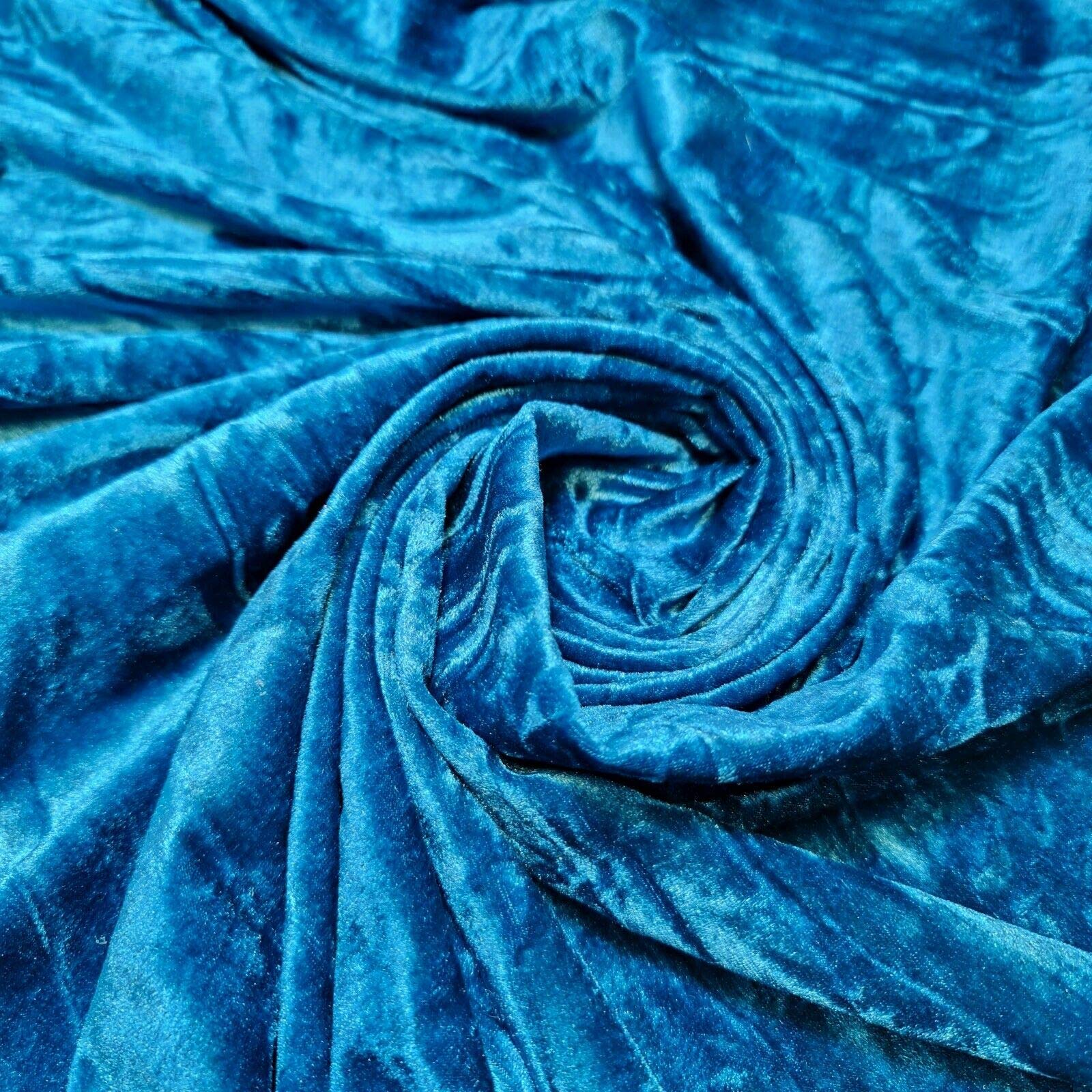 Textile Station Premium Quality Marble Crushed Velvet Medium Weight Stretch Fabric Material 58" Wide Available in 26 Colours (Turquoise) — image 1