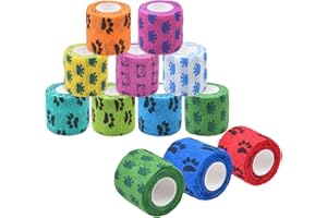 Eco-Fused Self-Adhering Bandage - Injury Wrap Tape for Pets, Dogs, Cats, Horses - Pack of 12 - Dog Bandages for Legs - Preven