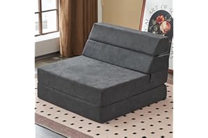 jela Foldable Sofa Bed Large Soft Foam Convertible Sleeper Chair Luxury Miss Fabric Fold Out Chair Bed Floor Couch with Back Support Floor Sofa for Living Room Bedroom (83"x33",Dark Gray)