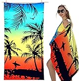 cabanana Microfiber Beach Towel Oversized - Quick Dry Beach Towels, Lightweight Thin for Travel, Large Size 70x40 Compact Pool Towel Beach Essentials (Coconut Tree)
