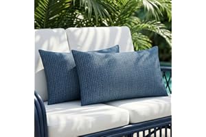 Lewondr Pack of 2 Outdoor Waterproof Throw Pillow Covers Spring Decorative Throw Pillow Cases Summer Garden Cushion Cover for