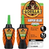 Gorilla Micro Precise Super Glue Gel, Clear, Cyanoacrylate, 5.5g, 2-Pack | Fast Setting, Anti-Clog Cap, Precise Dispensing Tool