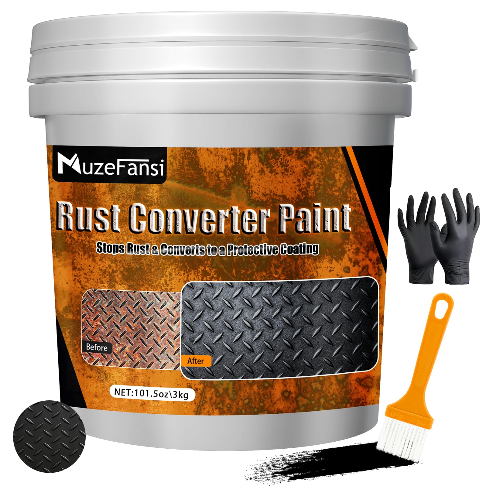 Photo 1 of 2-in-1 Rust Converter & Metal Primer, 101.5oz Black Rust Inhibitor Paint for Metal, Water-Based Rust Reformer & Corrosion Sealant, Heat Resistant Anti Rust Coating for Automotive, Marine, Farm, Tools