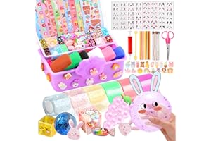 Lokuc Nano Tape Bubble Kit for Kids with Box, 19.7Ft Nano Tape Squishy Maker with Glitter, Clay, Beads, Stickers and Tutorials, Gifts for Boys Girls Aged 4, 5, 6, 7, 8, 9 Years Old