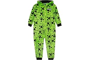 Minecraft Boys Onesie Pajamas, Creeper Kids Onesie, Gamer Hooded Fleece Boys Pajamas