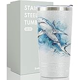 Onebttl Shark Gifts for Women, Shark Tumbler Cup, 20oz Stainless Steel Travel Coffee Mug with Lid for Christmas, Birthday, and any Special Occasion