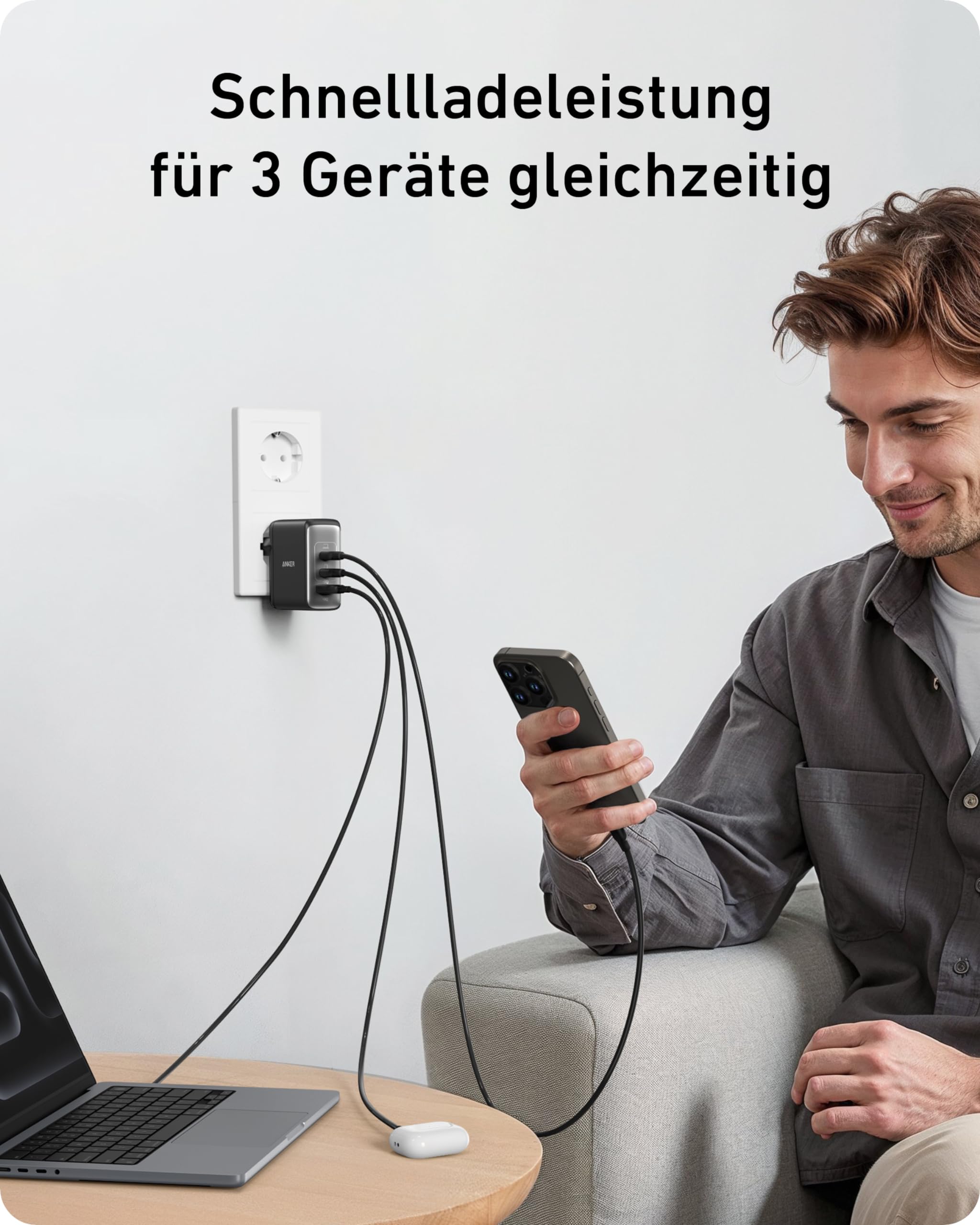 Anker 100W USB C Ladegerät, Anker 736 Charger (Nano II) Schnellladegerät, 3-Port USB C Netzteil für MacBook Pro/Air, Google Pixelbook, ThinkPad, Dell XPS, iPad Pro, Galaxy S26 Ultra, iPhone 17 Pro Max 6