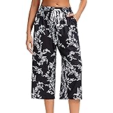 Kabento Women Pajama Pants Capri Cotton Sleep Lounge Pj Bottoms with Pockets