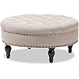 Baxton Studio Palfrey Linen Modern Tufted Ottoman, Beige
