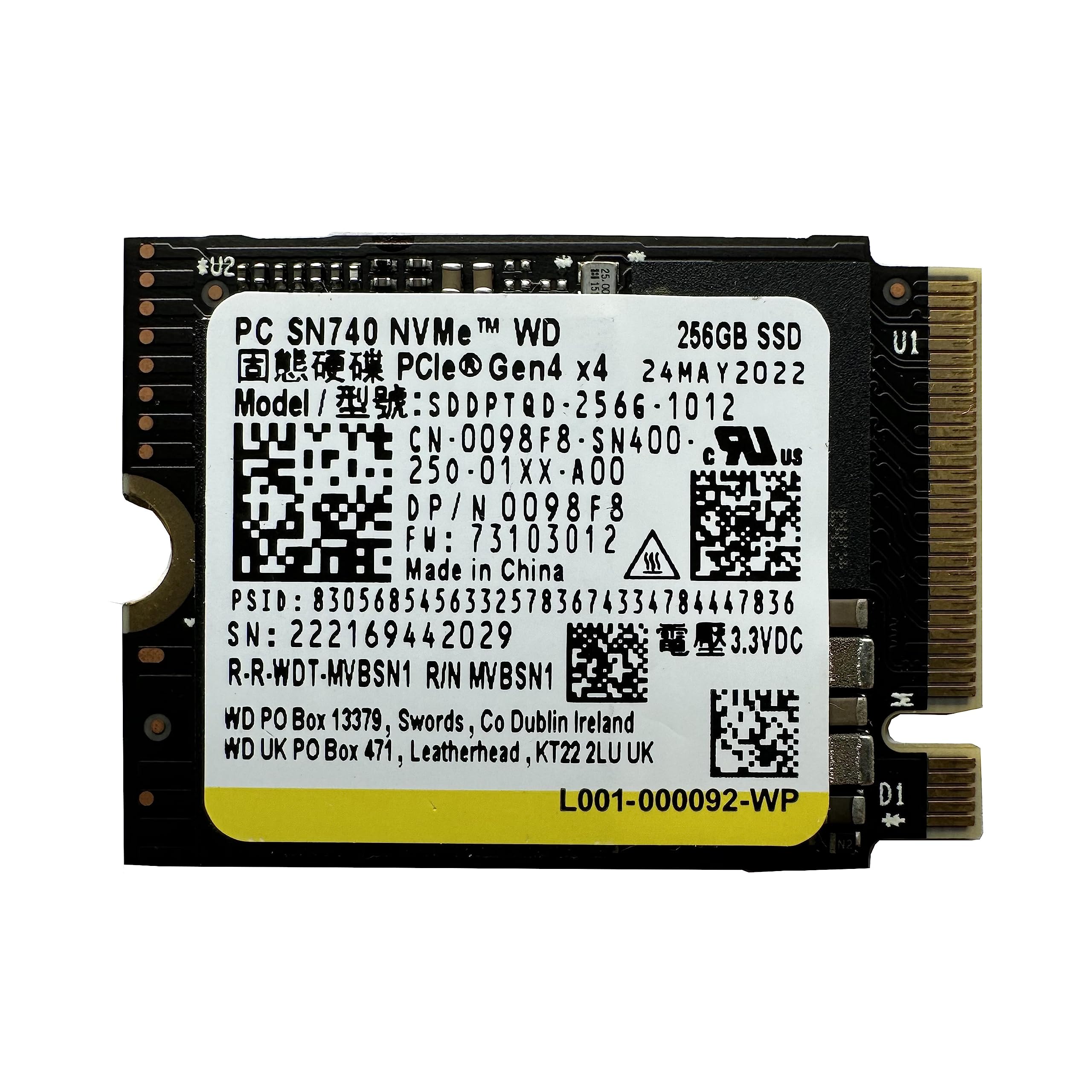 WD SN740 256GB SSD M.2 2230 30mm NVMe PCIe 4.0 Gen