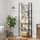 VASAGLE 6-Tier Bookshelf 30 x 66 x 186 cm Rustic Brown and Ink Black LLS062B01 view 2