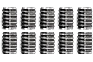 Pipe Decor 1/2” x 1” Malleable Cast Iron Pipe Close Nipple, Industrial Steel Grey Fits Standard Half Inch Black Threaded Pipes Nipples and Fittings, Build Vintage DIY Furniture, 10 Pack