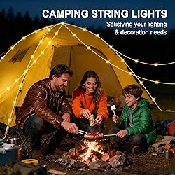 Solar Camping String Lights, Retractable Waterproof