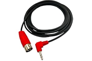 MTUERANC 5Pin DIN Cable, DIN 5Pin MIDI Male to 3.5mm TRS Male Stereo Plug 90 Degree Angle Audio Connection Cable for Sound Card Keyboard Piano Drum Recording, Red (3M/10Ft)