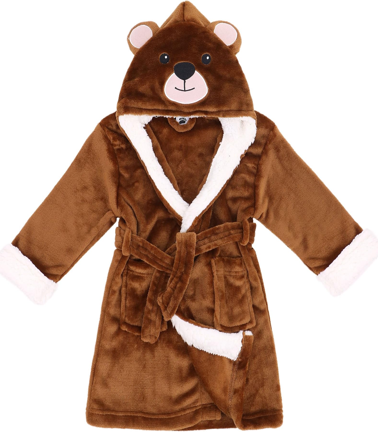 Arctic Paw Kids Robe Soft Plush Fleece Boys Girls Beach Cover Up Bathrobe Cute Animal Theme Party Costume