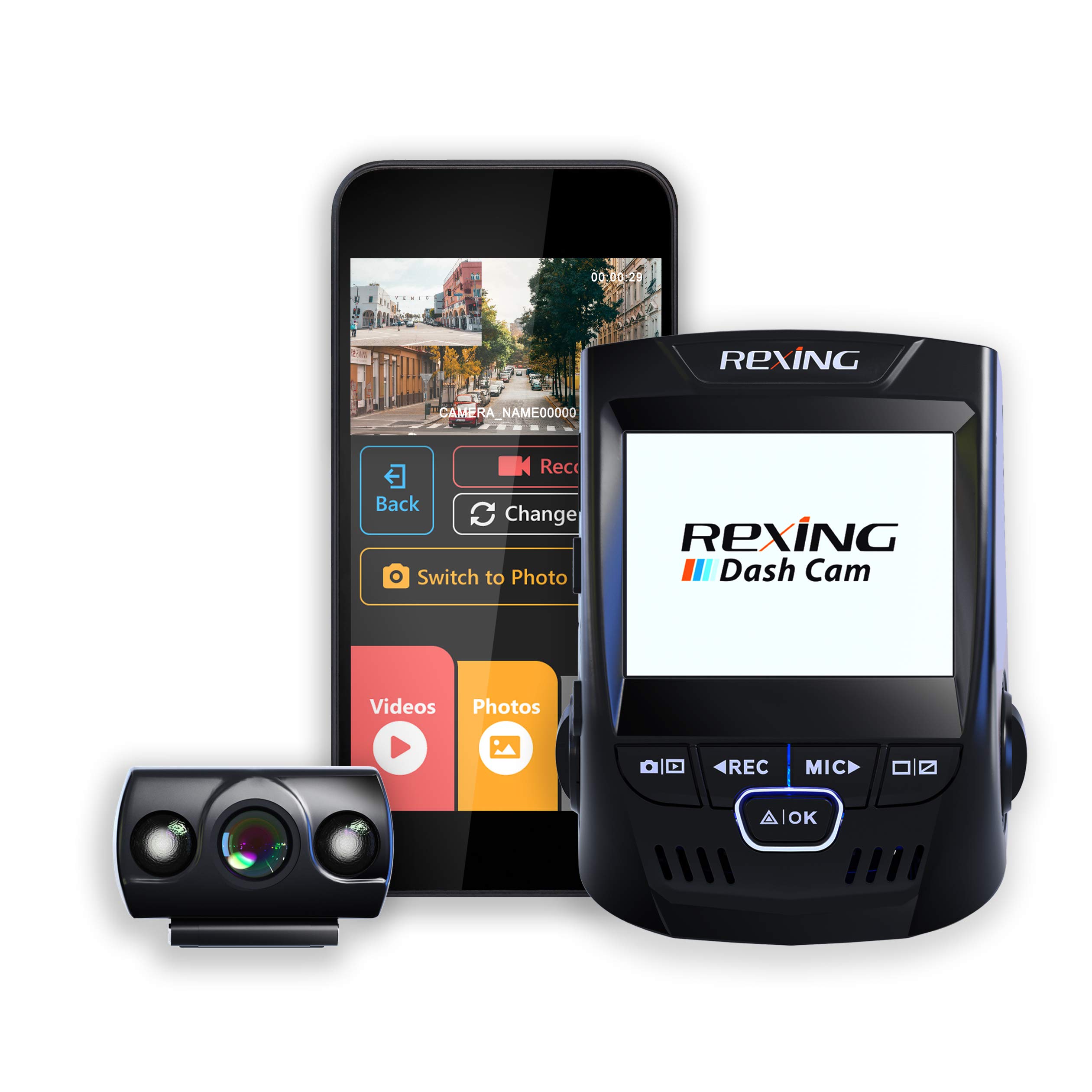 Rexing V1P 2.4" LCD FHD 1080p 170 Degree Wide Angle Dual Channel Dashboard Camera Recorder Car