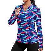PINSPARK Long Sleeve Shirts for Women UPF 50+ Sun Shirt Workout Tops Quick Dry V Neck Athletic Running Hiking Golf Polo S-3XL
