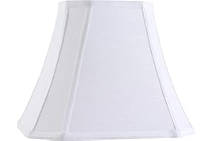 GO&SO 14 Inch White Linen Square Cut Corner Lamp Shade for Floor Lamps,Table Nightstand Lamp for Living Room, 8x14x11"(Spider) Lampshade Replacement,Transitional Easy Assembly Required (1 Pack)