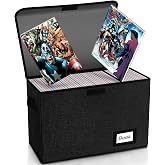 YNSZAS Comic Book Storage Box 15.8" X 7.8" X 11.8", Collapsible Holds 160-180 Comic Book Organizer Heavy Duty Bin Container Holder Shelf (Black)