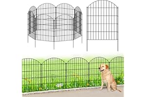 FOREHOGAR Metal Garden Fence 36in (H) x 18.7ft (L), 8 Panels +9 Stakes Dog Fence Border Fence Animal Barrier, No Dig Garden Fencing for Yard Flower Bed Lawn Patio Outdoor,CTW3608 Black
