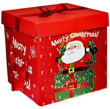 Large Premium Christmas Eve Gift Box Lid Ribbon Handles Xmas