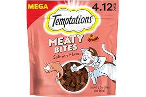 Temptations Meaty Bites Soft and Savory Cat Treats Salmon Flavor, 4.12 oz. Pouch