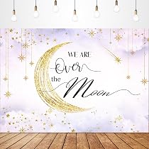 Amazon.com : Glawry Over The Moon Baby Shower Decorations Backdrop ...