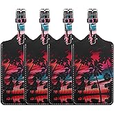 4 Pack Luggage Tag for Suitcases TSA Approved, Leather Suitcase Tags Identifiers, Cute Bag Name Travel Tags ID Labels for Women Men Cruise Airport Luggage Travel Essentials by Sodsay