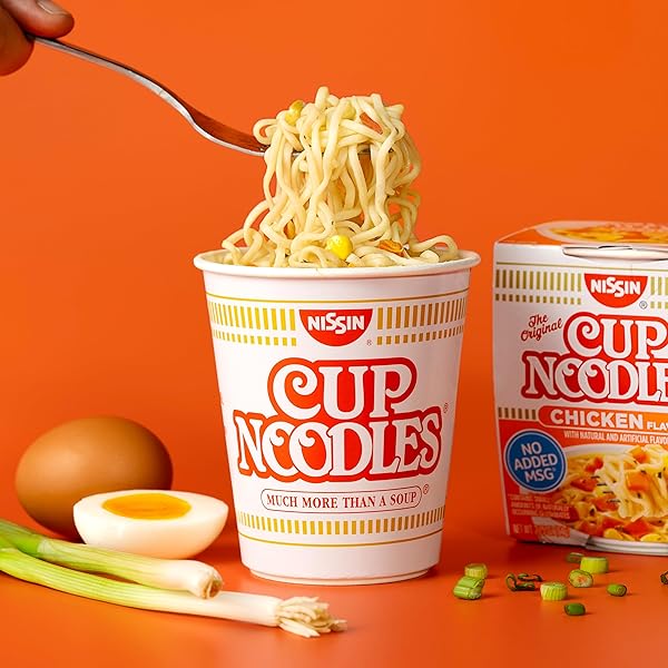 NISSIN CUP NOODLES RAMEN NOODLE SOUP, CHICKEN, MICROWAVEABLE PAPER CUP, 2.25 OUNCE (PACK OF 12)