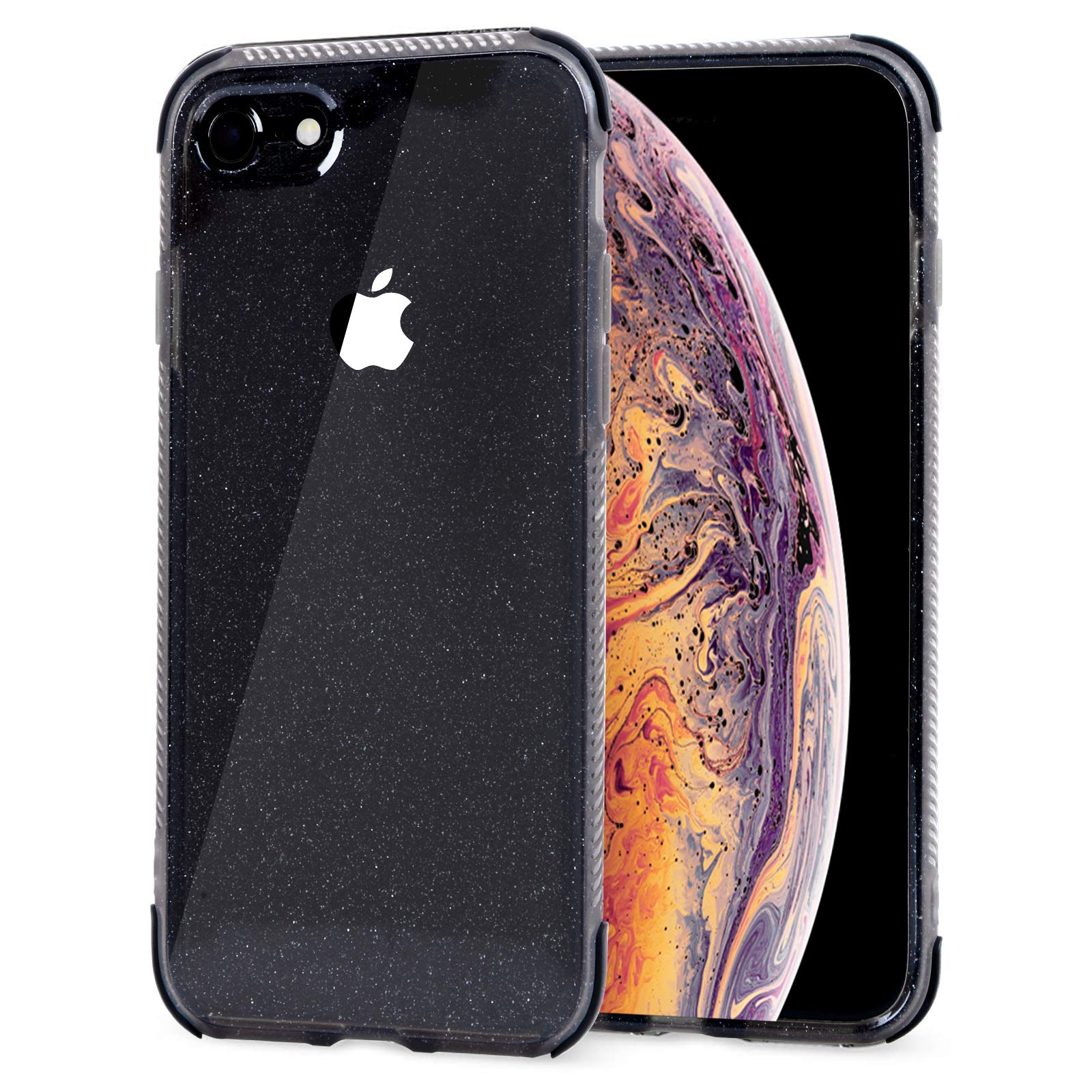 Voilamart iPhone 7 Case, iPhone 7 Case Bling Shiny Cute Pattern Design Sparkle Glitter Anti-Slick/Protective Case for iPhone 7/8 4.7 Inch, Black