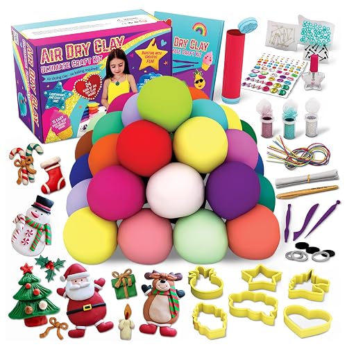 GirlZone Air Dry Clay Ultimate Craft Kit, Over 100-Piece Kids Modeling Clay Set, Air Dry Clay with No Baking Required, Fun Kids Toy for Playdates