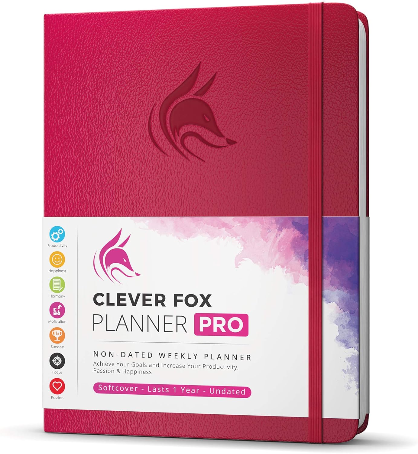 Clever Fox Planner PRO - 8.5 x 11" A4 Size Weekly & Monthly Life Planner and Gratitude Journal to Increase Productivity, Time Management and Hit Your Goals - Undated - Lasts 1 Year (Dark Pink)