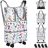 VOOWO Rolling Duffel Bag with Wheels - Foldable Expandable Duffle Bag with Wheels for Travel, Rolling Luggage Bag Carry On Bag with Wheel, Large Rolling Backpack Weekend Bag for Men Women (White)