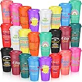 Skylety 24 Pack Employee Appreciation Gifts in Bulk 16 oz Reusable Plastic Coffee Cups with Lids Teacher Appreciation Tumblers Thank You Gifts for Coworker Staff Team Volunteer