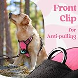 rabbitgoo Dog Harness Medium Front Back Clips Reflective Rose Pink M view 7