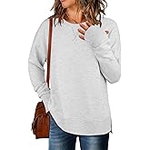 ANRABESS Sweatshirts for Women 2025 Fall Long Sleeve Shirts Oversized Crewneck Lightweight Side Split Casual Pullover Tops