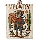 VOPNXLT Cowboy Cat Blanket, Soft Cozy Lightweight Cute Kitten Throw Blanket for Women Cat Lovers Kids, Western Country Style Sofa Couch Bed 50x60 Inch Flannel Blankets for Travel Decor Gifts