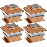 4 Pack Solar Powered Copper Outdoor Garden Deck Patio Fence Pathway Post Light for 4x4 Wood Posts
