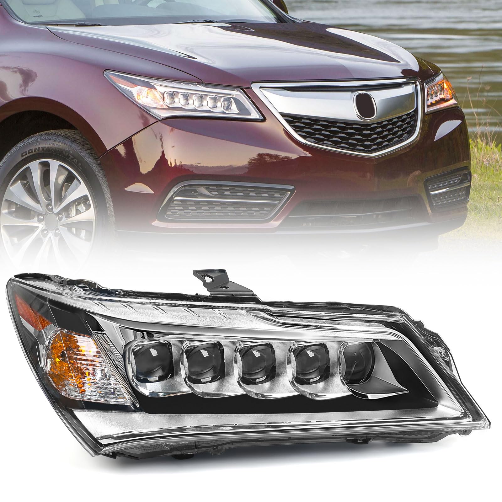 Photo 1 of Huray LED Headlight for Acura MDX 2014 2015 2016 OE [33100-TZ5-A01] [Only for LED Model] Head Lamp Replacement (Passenger Side (Right))