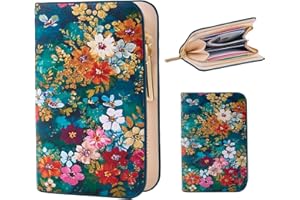 FiitCASE Cute Women Wallet, PU Little Women Coin Purse Wallet-Zipper Pocket Wallet,Small Slim Thin Credit Card Wallet for Female Ladies Teen Girls Girly,Floral Pattern(WildflowerCanvas)