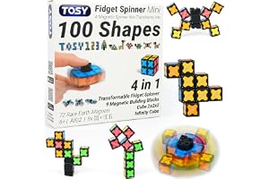 TOSY Magnet Fidget Spinner Mini - 8 Blocks, 3 in 1 Toy: Transformable Fidget Spinner, Infinity Cube, 2x2 Puzzle Cube, Easter Basket Stuffers for Kids/Adults, STEM Sensory Stress Relief Toy