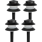 GreenLighting Paradise Low Voltage Landscape Pathway Lights - 2 Tier Outdoor Garden Lights - Easy, Simple Installation - Walkway, Lawn, Landscape Lighting (Black, 4 Pack)